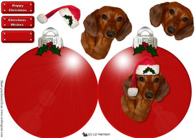 Dachshund Christmas Bauble Decoupage