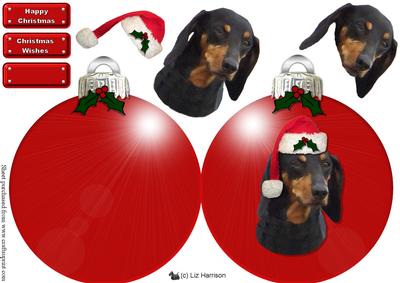 Dachshund Dog Christmas Bauble Decoupage