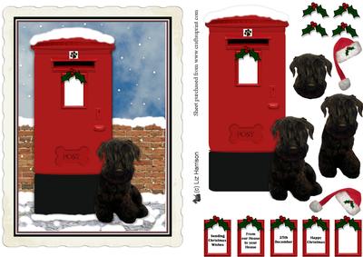 Cesky Terrier Christmas Post Box Scene