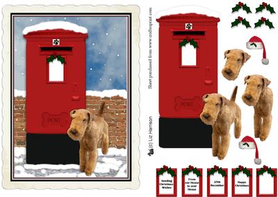 Lakeland Terrier Christmas Post Box Scene Decoupage