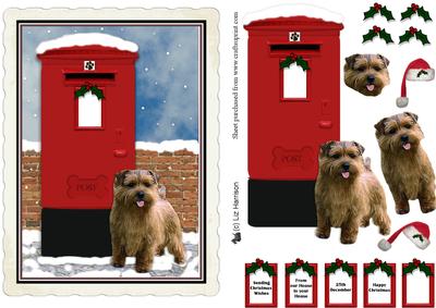 Norfolk Terrier Christmas Post Box Scene Decoupage