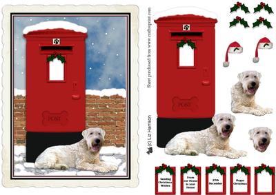 Soft Coated Wheaten Terrier Christmas Post Box Scene