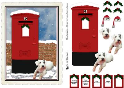 Sealyham Terrier Christmas Post Box Scene Decoupage