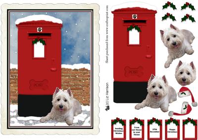 Westie Christmas Post Box Scene Decoupage