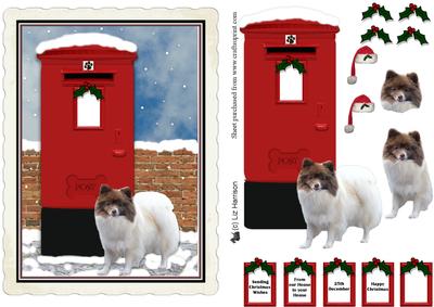 German Spitz Christmas Post Box Scene Decoupage