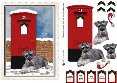 Miniature Schnauzer Christmas Post Box Scene