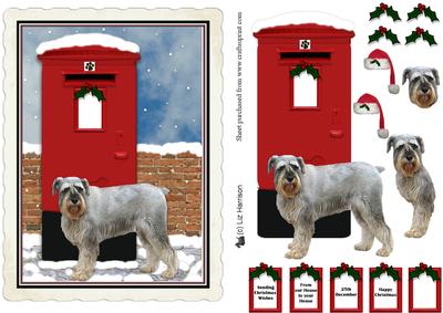 Schnauzer Christmas Post Box Scene Decoupage