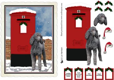 Standard Poodle Christmas Post Box Scene