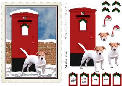 Jack Russell Terrier Christmas Post Box Scene