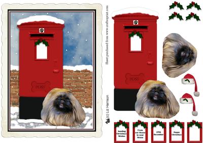 Pekingese Christmas Post Box Decoupage