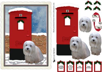 Maltese Dog Christmas Post Box Decoupage