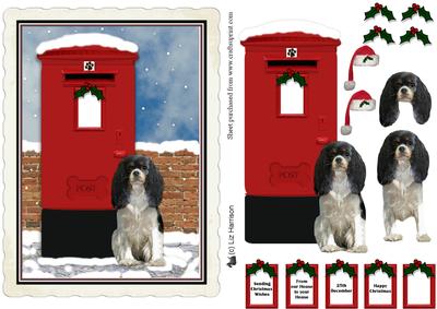 King Charles Spaniel Christmas Post Box