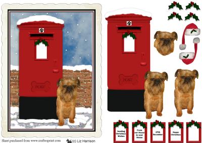 Griffon Bruxellois Christmas Post Box Scene