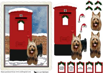 Australian Silky Terrier Christmas Post Box