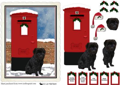 Affenpinscher Christmas Post Box Scene
