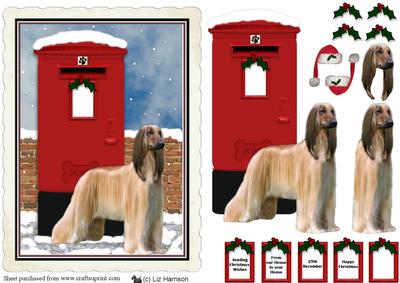 Afghan Hound Christmas Post Box Scene