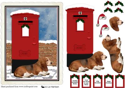 Basset Hound Christmas Post Box