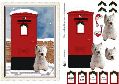 Westie Christmas Post Box Scene