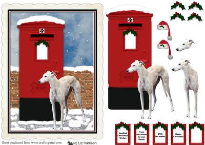 Greyhound Christmas Post Box Scene