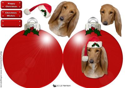 Saluki Christmas Bauble Decoupage