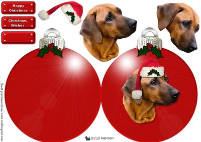 Rhodesian Ridgeback Christmas Bauble Decoupage