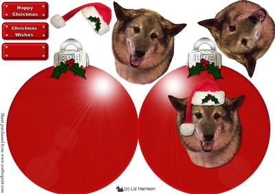 Norwegian Elkhound Christmas Bauble Decoupage