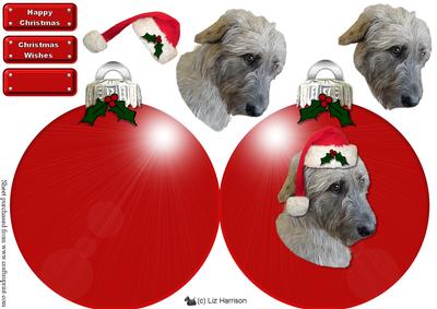 Irish Wolfhound Christmas Bauble Decoupage