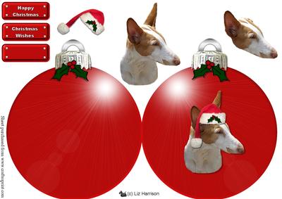 Ibizan Hound Christmas Bauble Decoupage