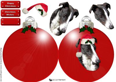 Greyhound Christmas Bauble Decoupage