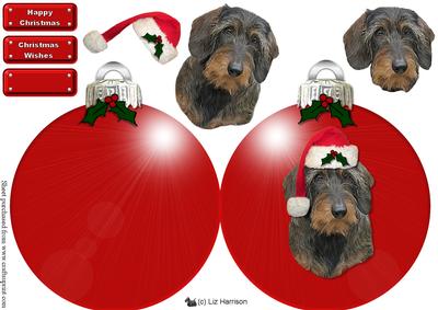 Wire Haired Dachshund Christmas Bauble Decoupage