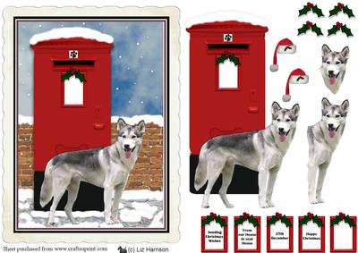 Alaskan Malamute Christmas Post Box