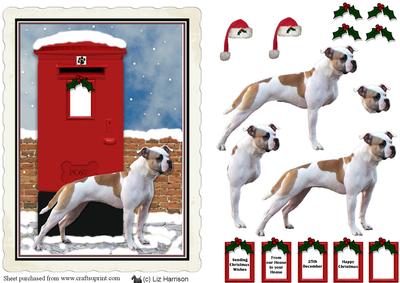 American Bulldog Christmas Post Box Scene