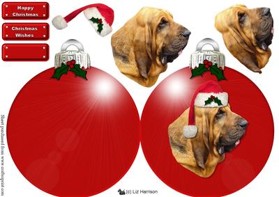 Bloodhound Christmas Bauble Decoupage