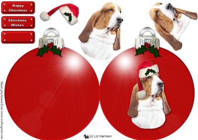 Basset Hound Christmas Bauble Decoupage
