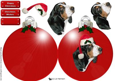 Basset Hound Dog Christmas Bauble Decoupage