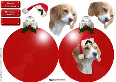 Beagle Dog Christmas Bauble Decoupage
