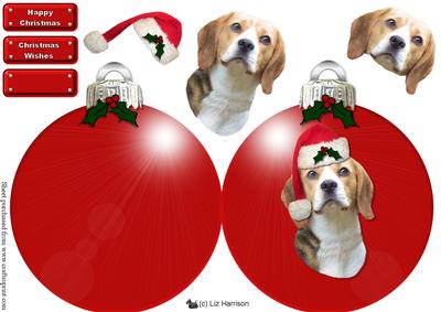 Beagle Christmas Bauble Decoupage