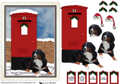 Bernese Mountain Dog Christmas Post Box