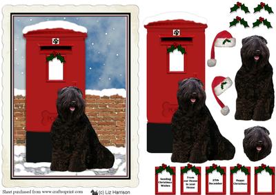 Bouvier Des Flandres Christmas Post Box Scene