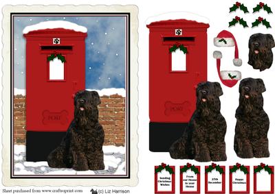 Russian Black Terrier Christmas Post Box Scene