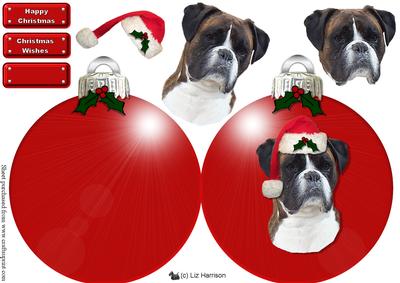 Boxer Dog Brindle Christmas Bauble Decoupage