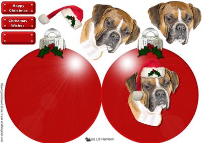 Boxer Dog Christmas Bauble Decoupage
