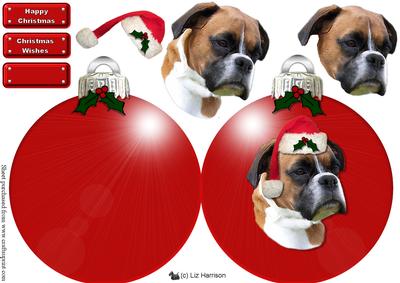 Boxer Dog Christmas Bauble Decoupage