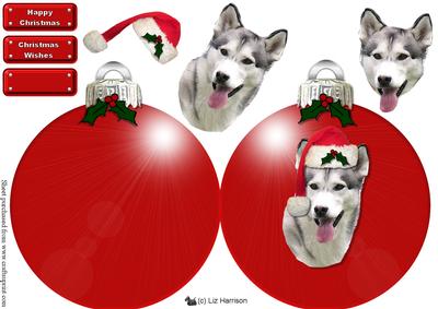 Alaskan Malamute Christmas Bauble Decoupage