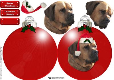 Bullmastiff Christmas Bauble Decoupage
