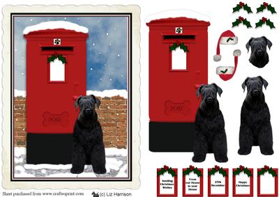 Giant Schnauzer Christmas Post Box Scene