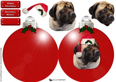 Mastiff Christmas Bauble Decoupage