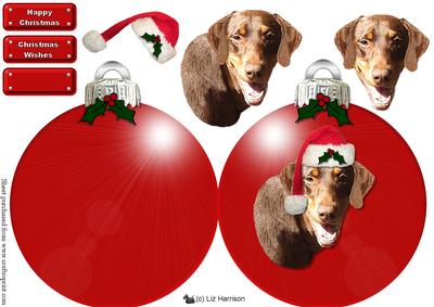 Doberman,red,christmas Bauble Decoupage