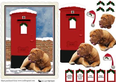 Dog De Bordeaux Christmas Post Box Decoupage