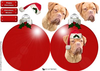 Dog De Bordeaux Christmas Bauble Decoupage